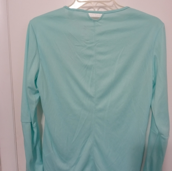 Adidas Climacool long Sleeve Pastel Green Mesh Reflective Logo Athletic Shirt - Picture 7 of 8